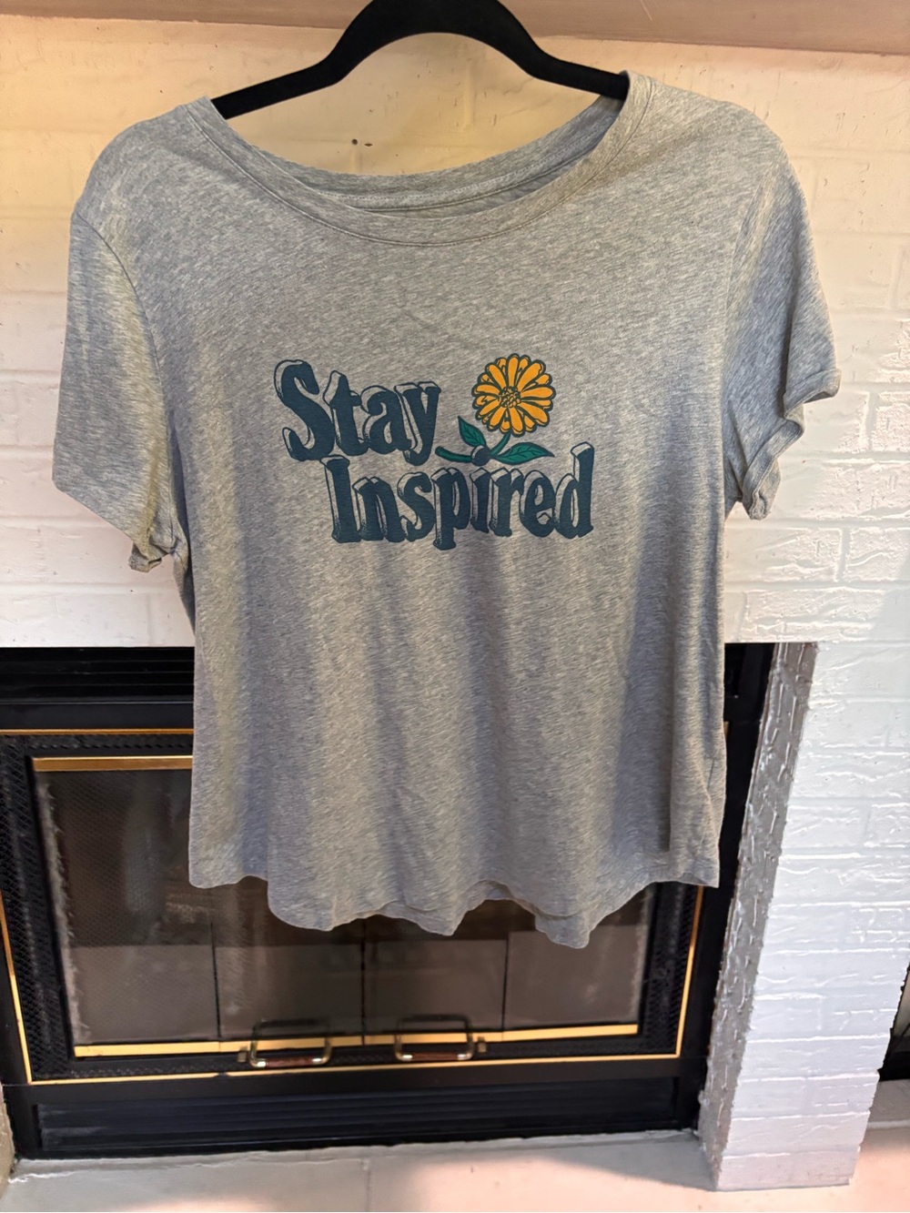 Old Navy Gray Graphic Tee with Yellow Flower
